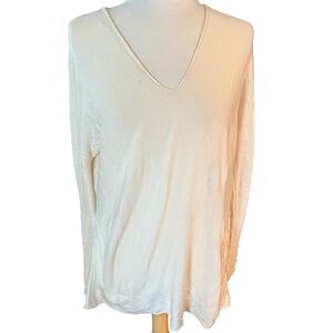 Vince Cream Wool Cashmere Weekend V Neck Sweater